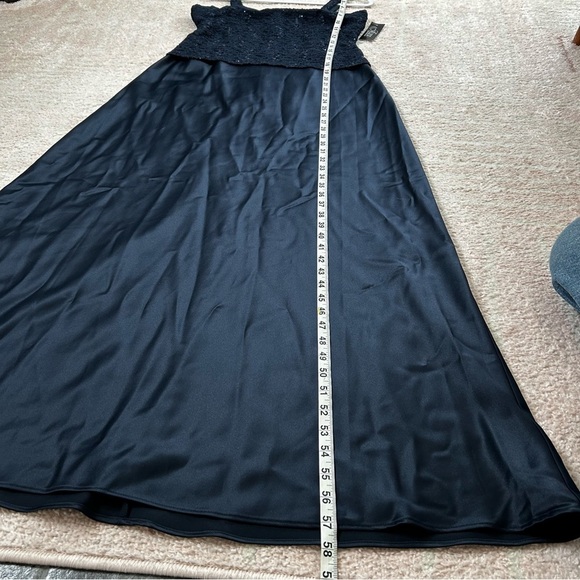 NWT Alex Evenings Navy Sequin Satin Maxi Evening Gown Dress Size 10 Tank Dress - Picture 8 of 10